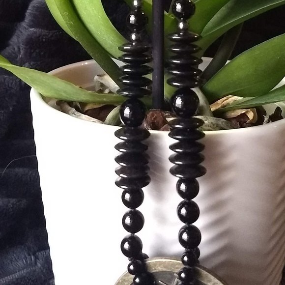 vintage 80s black stone bead necklace Chinese zodiac NWOT - Picture 2 of 10